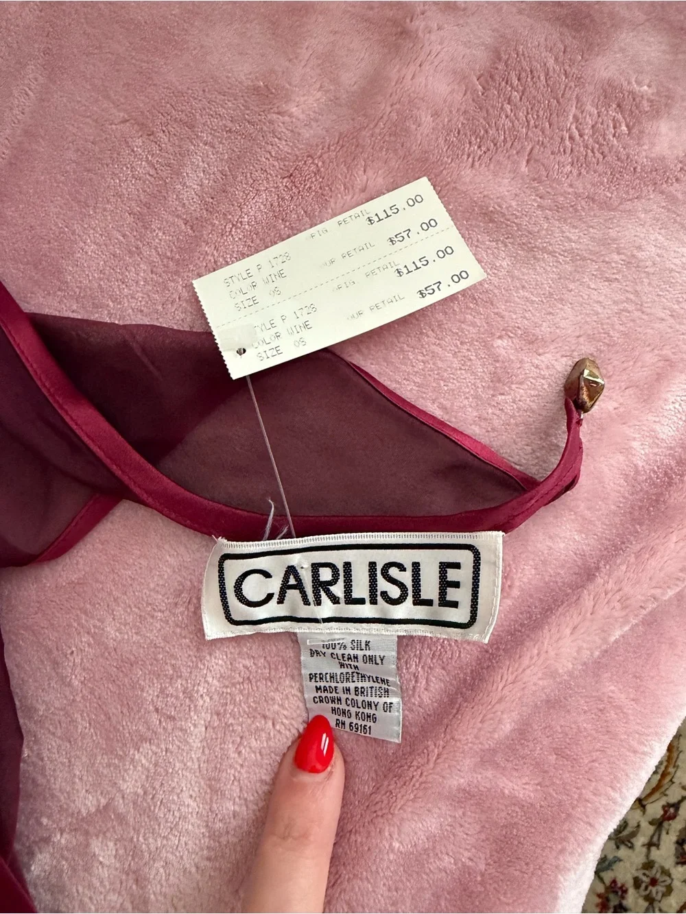 Carlisle Vintage 100% Silk Burgundy Scarf NWT